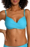 Shop La Blanca Island Goddess Wrap Bikini Top In Azul