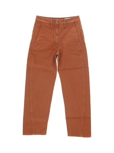 Lemaire Button Detailed Straight Leg Jeans In Brown