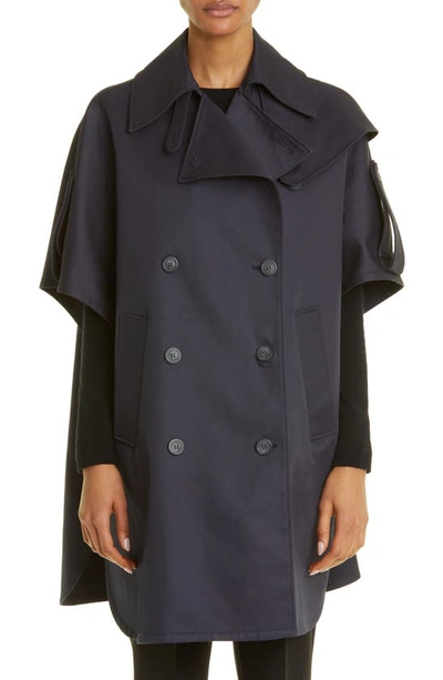 Max Mara Pernice Double-breasted Cape In Blu Marino