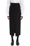 The Row Juno Reversed Wool Midi-skirt In Black