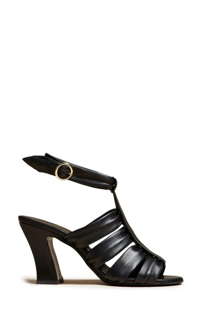 Khaite Perth Caged Calfskin Block-heel Sandals In Black