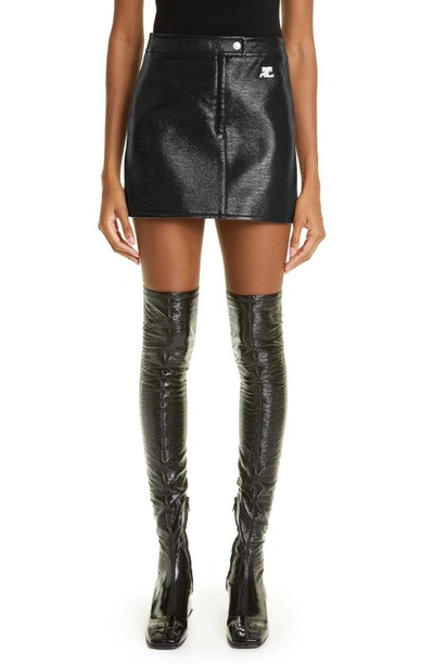 Courrèges Detroite Decoupe Milieu Jupe Woman Black In Cotton In Navy