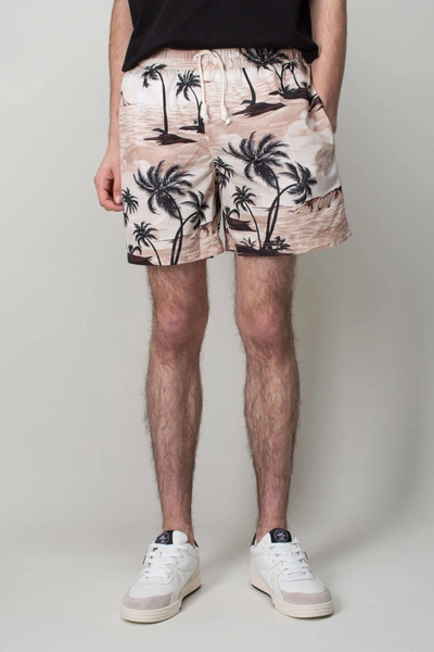 Palm Angels Printed Swim Shorts In Beige