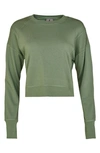 Sweaty Betty After Class Cotton Blend Crop Sweatshirt In Heath Green
