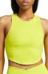 Beyond Yoga Motivate Crop Tank In True Chartreuse Heather