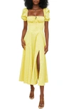 House Of Cb Tallulah Floral-print Cotton-blend Midi Dress In Yellow Floral