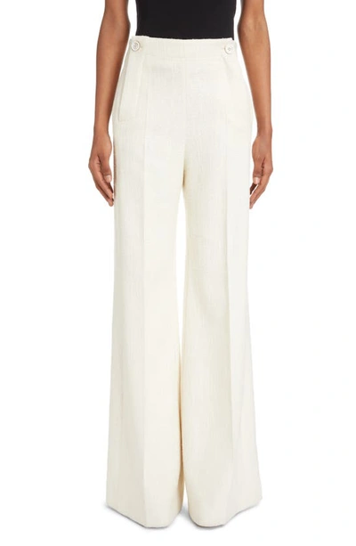 Chloé Ribbed Wool Wide-leg Pants In White