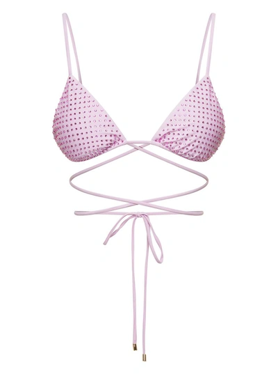 Self-portrait Embellished Triangle Bikini Top In Violet