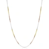 A & M 925 Sterling Silver Tri Color Box Chain 16"-24" In Gold