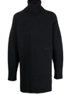 Off-white Micro Boucle Extra-long Turtleneck Jumper In Black