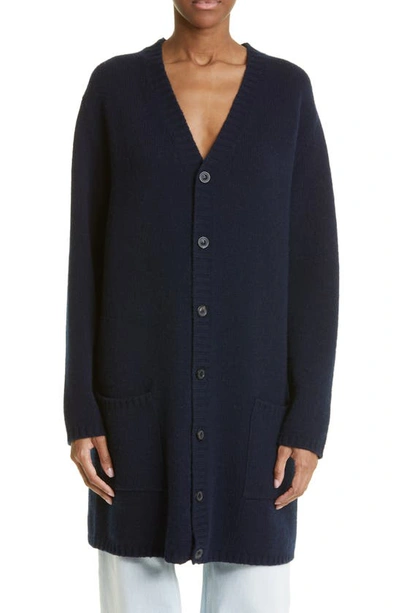 Maison Margiela Oversize Wool Cardigan In Navy