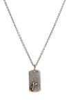 JOHN VARVATOS STERLING SILVER DOG TAG PENDANT NECKLACE