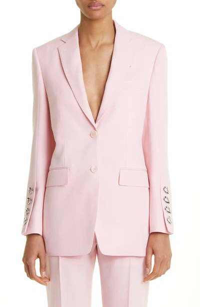 Burberry Chain-link Detail Grain De Poudre Wool Tailored Jacket In Pink