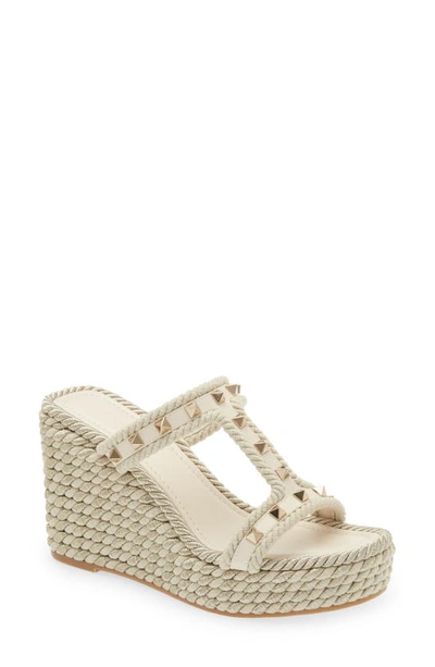 Valentino Garavani Rockstud Torchon Wedge Sandal In White