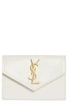 SAINT LAURENT SMALL MONOGRAM LIZARD EMBOSSED LEATHER ENVELOPE WALLET