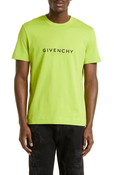 Givenchy Slim Fit Reverse Print T Shirt In Green