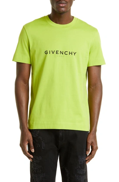 Givenchy Slim Fit Reverse Print T Shirt In Citrus Green