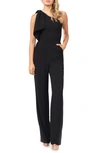 Dress The Population Tiffany One-shoulder Jumpsuit In Black