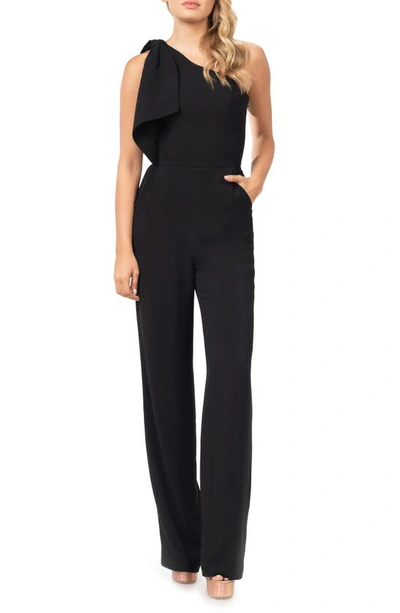 DRESS THE POPULATION TIFFANY ONE-SHOULDER JUMPSUIT