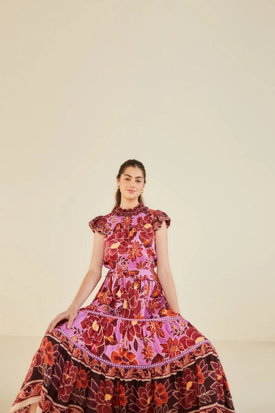 Farm Rio Midi Dress In Sweet Floral Lilac | ModeSens