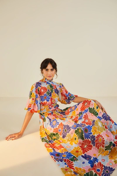 Farm Rio Sand Sunny Daisies Maxi Dress In Sunny Daisies Sand | ModeSens