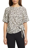 Ted Baker Chevy Floral Print Side Tie Top In Pink