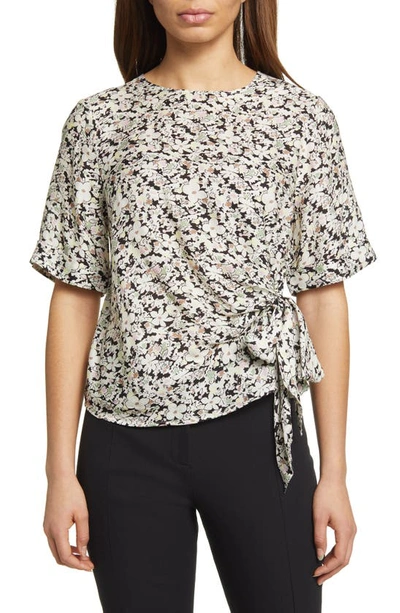 Ted Baker Chevy Floral Print Side Tie Top In Pink