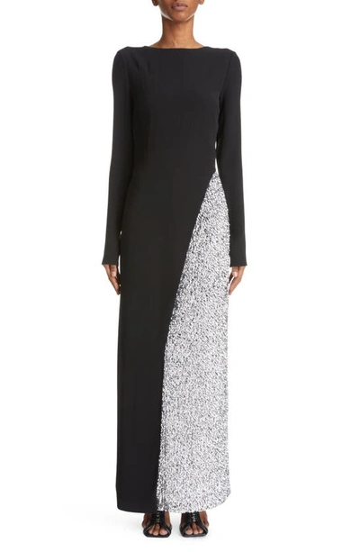 GIVENCHY EMBELLISHED LONG SLEEVE EVENING GOWN