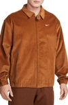 Nike Logo-embroidered Corduroy Harrington Jacket In Brown