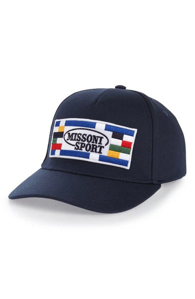 Missoni Embroidered Logo Patch Baseball Cap In 84048 Nebulas Blue