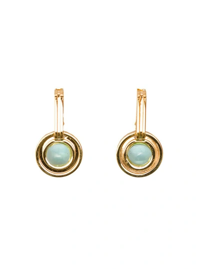 Leda Madera Sophia Gold Plated Brass Earrings With Stone  Woman In Metallic