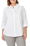 Foxcroft Gwen Three-quarter Sleeve Cotton Button-up Shirt In White