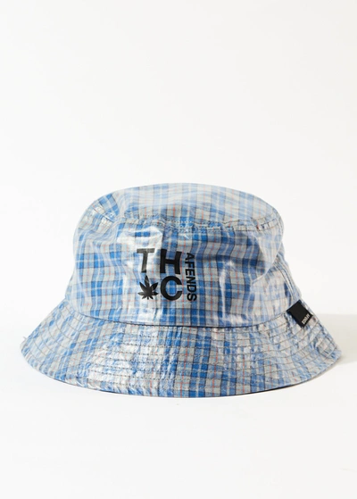 Afends Hemp Check Coated Bucket Hat In Colour-blue