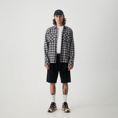 Afends Hemp Check Flannel Long Sleeve Shirt In Grey