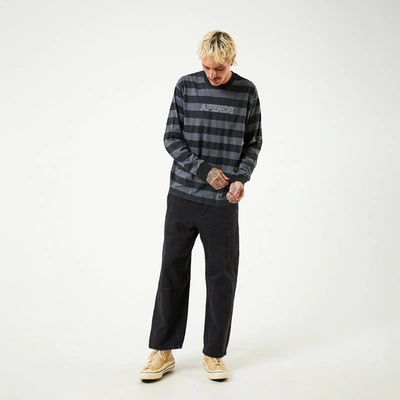 Afends Recycled Long Sleeve Striped T-shirt In Black
