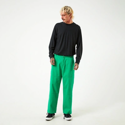 Afends Hemp Twill Baggy Workwear Pants In Green