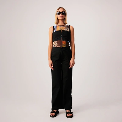 Afends Recycled Panelled Crop Top In Black