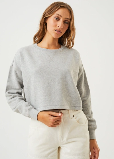 Afends Organic Cropped Crew Neck Jumper In Grey