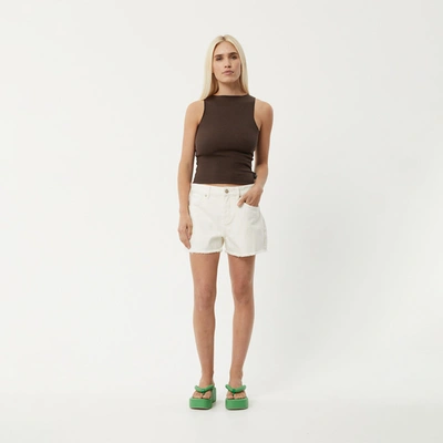 Afends Organic Denim Low Rise Shorts In White