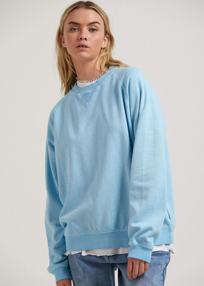 Afends Hemp Slouchy Crew Neck Jumper In Colour-blue