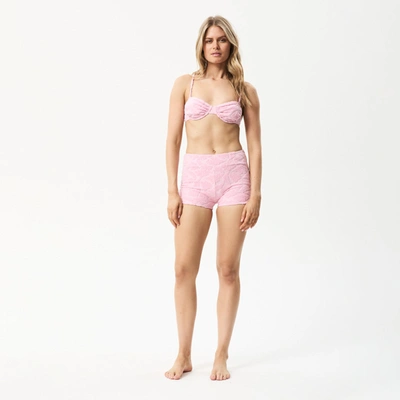 Afends Recycled Terry Booty Short Bikini Bottoms In Pink