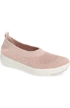 Fitflop Uberknit Slip-on Sneaker In Neon Blush/ White Fabric