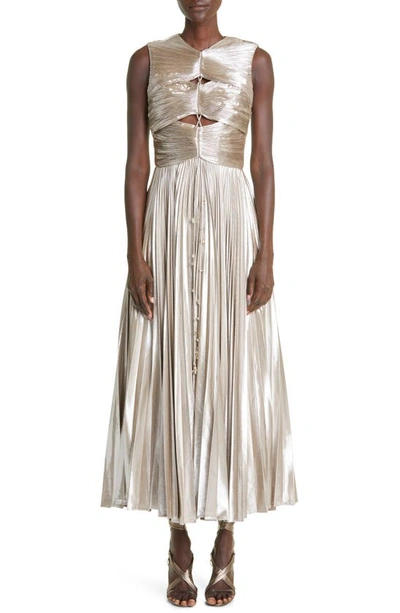 Altuzarra Kandoro Pleated Midi Dress In Silver