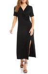 KAREN KANE FAUX WRAP MIDI DRESS