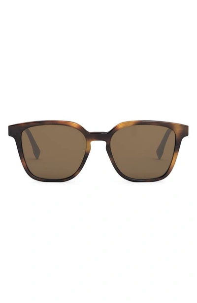 Fendi 53mm Geometric Sunglasses In Blonde Havana / Brown Polar