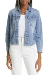 L Agence Janelle Slim Raw Denim Jacket In Sodalite