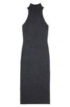 Totême Mock-neck Sleeveless Wool Midi Sweater Dress In Dark Grey Melange