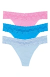 NATORI BLISS 3-PACK PERFECTION LACE TRIM THONGS