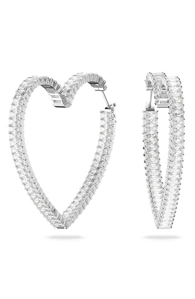 Swarovski Matrix Heart-hoop Earrings In Silver