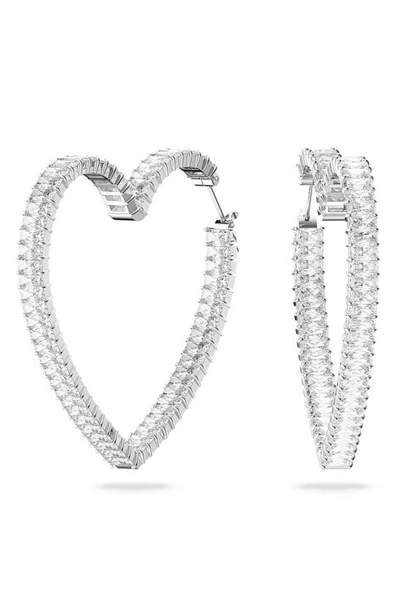 Swarovski Matrix Heart-hoop Earrings In White